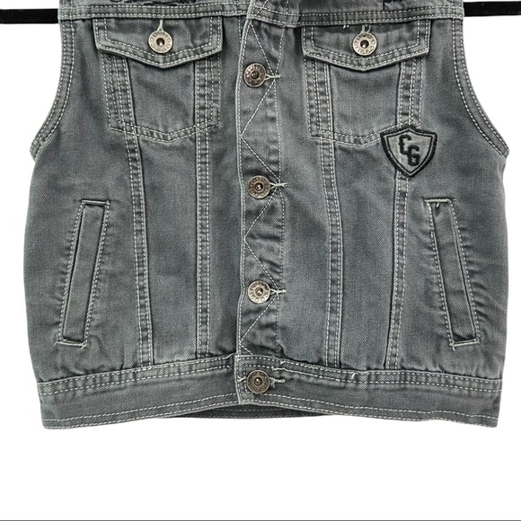 Kids Coogi Gray Denim Button Up Sleeveless Vest - Picture 2 of 11